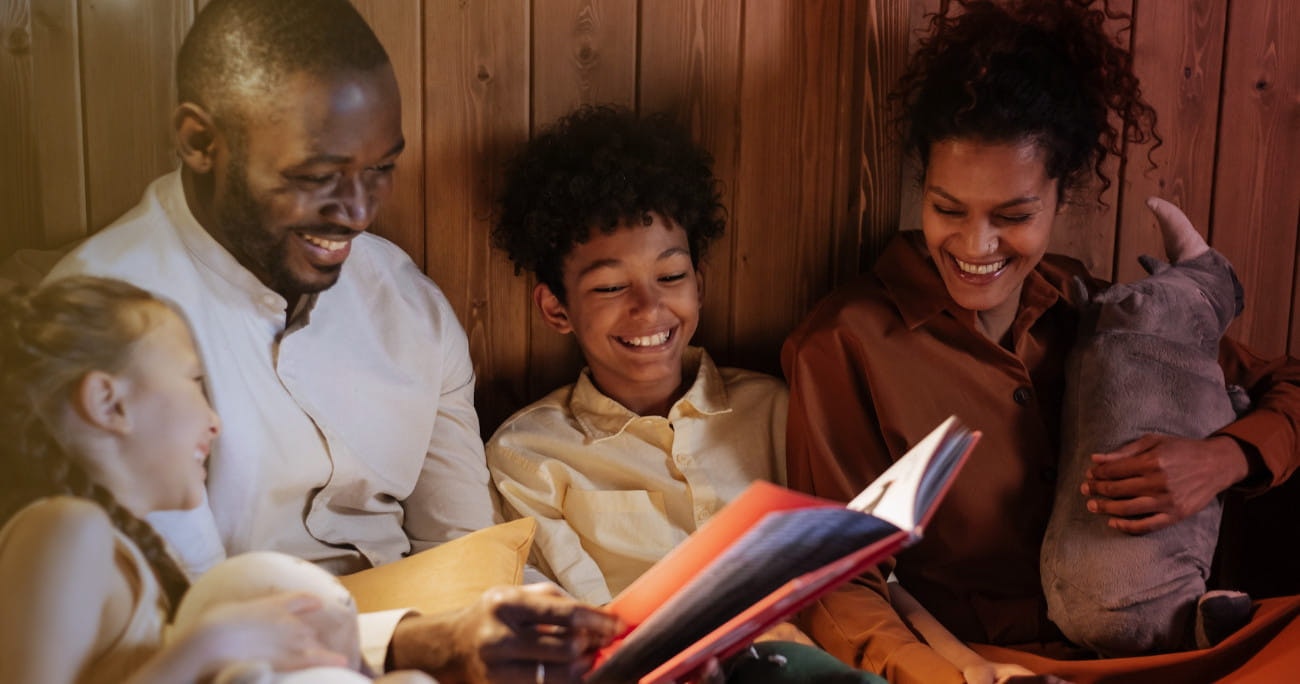 Family reading the Bible together